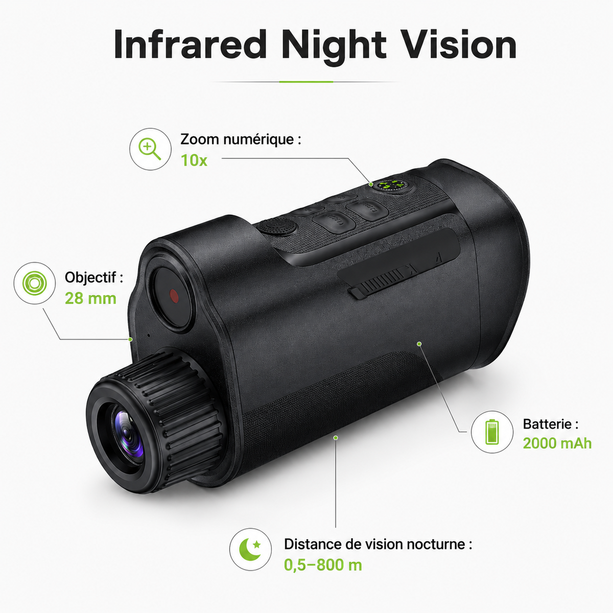 Monoculaire de Vision Nocturne Infrarouge 10×