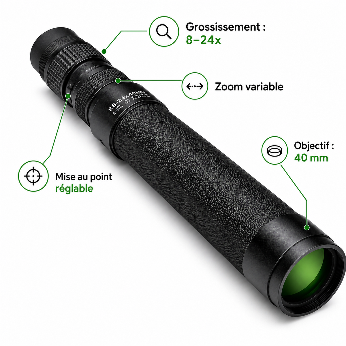Monoculaire Baigish Zoom 8–24×40