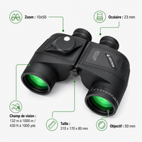 Jumelles Marines 10×50 pour Navigation et Observation