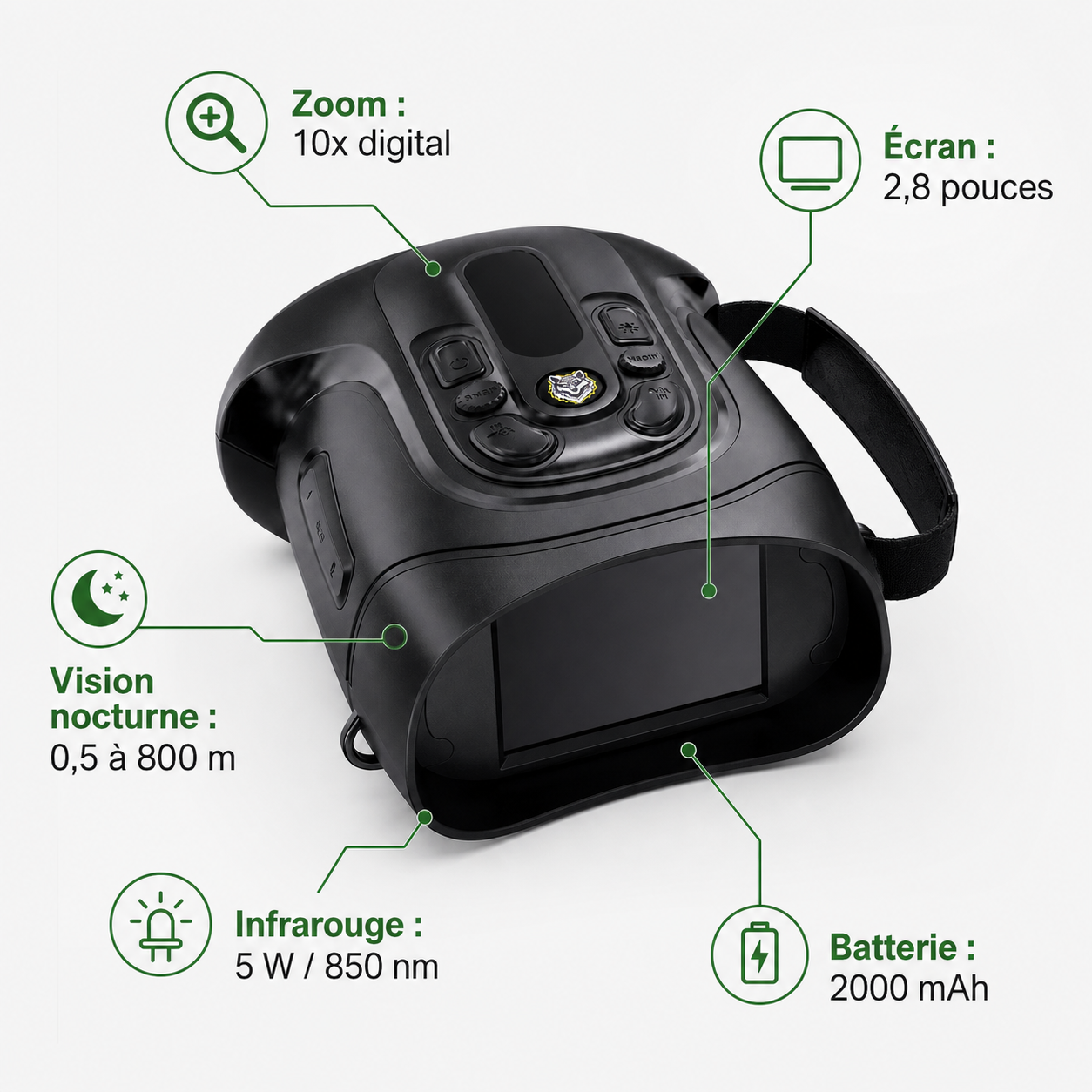 Jumelles de Vision Nocturne Infrarouge Zoom 10×