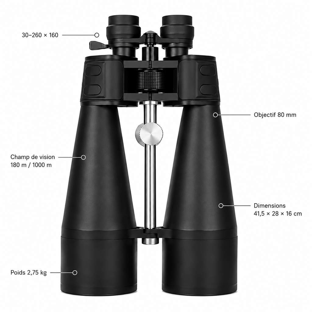 Jumelles Zoom 30–260×80 pour Observation Longue Distance