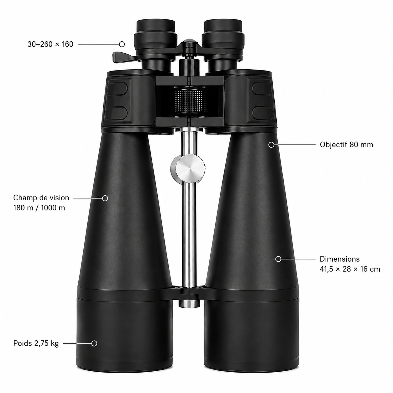 Jumelles Zoom 30–260×80 pour Observation Longue Distance