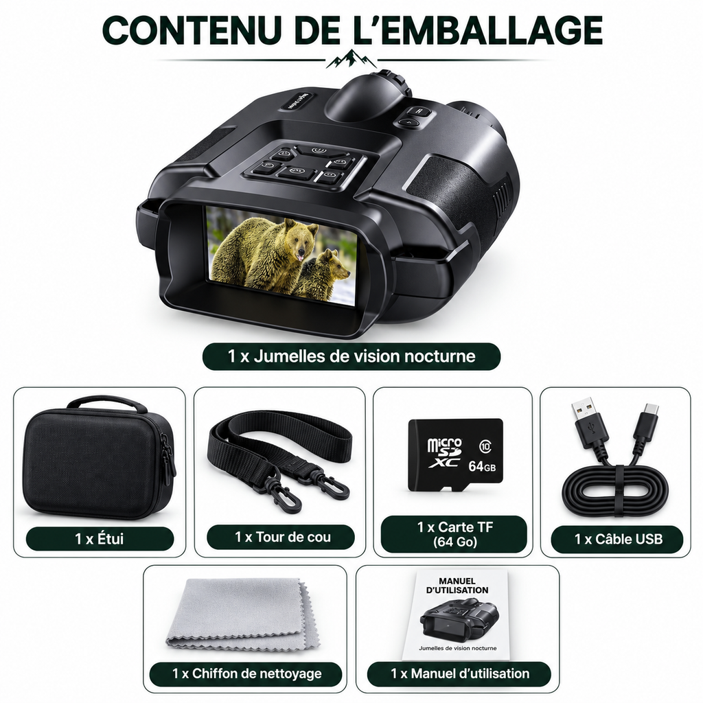 Jumelles de Vision Nocturne 4K avec Carte 64 Go