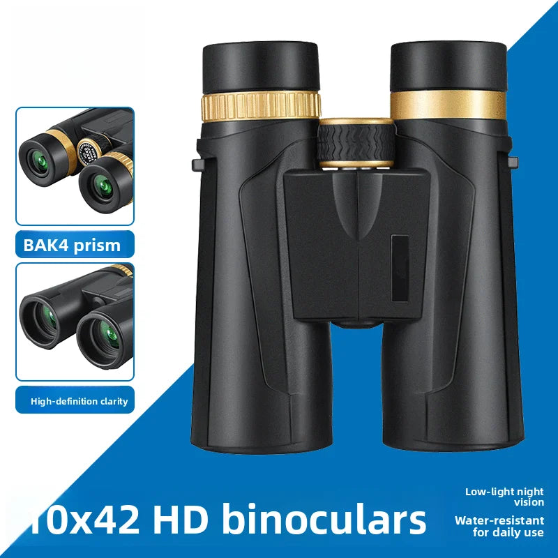Baileigh 10X42 High Definition Binoculars BAK4 Prism Low Light Night Vision Portable Landscape Gazing Glasses