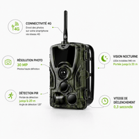 Regard-sauvages Caméra de chasse 4G – 30 MP, Vision Nocturne 20 m, IP66