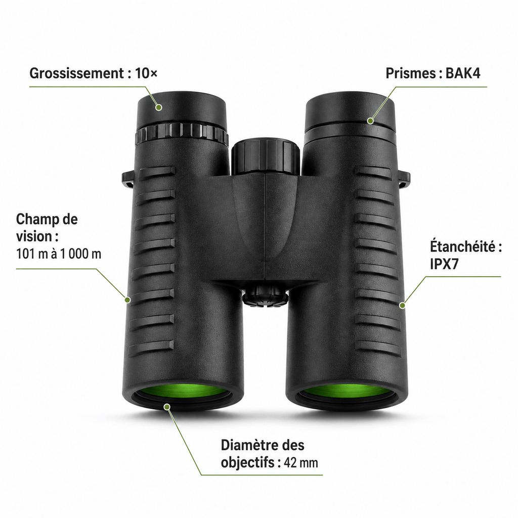 regard-sauvages Jumelles 10×42 BAK4 Étanches IPX7