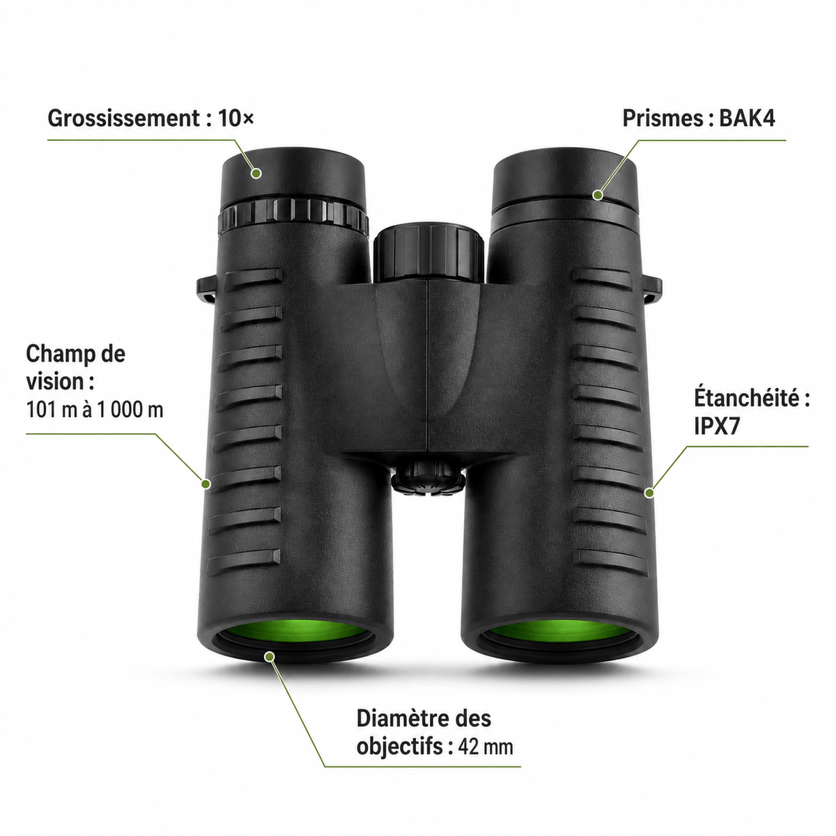 regard-sauvages Jumelles 10×42 BAK4 Étanches IPX7
