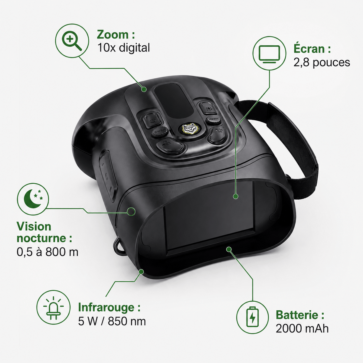 regard-sauvages Jumelles de Vision Nocturne Infrarouge Zoom 10×