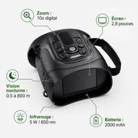 regard-sauvages Jumelles de Vision Nocturne Infrarouge Zoom 10×