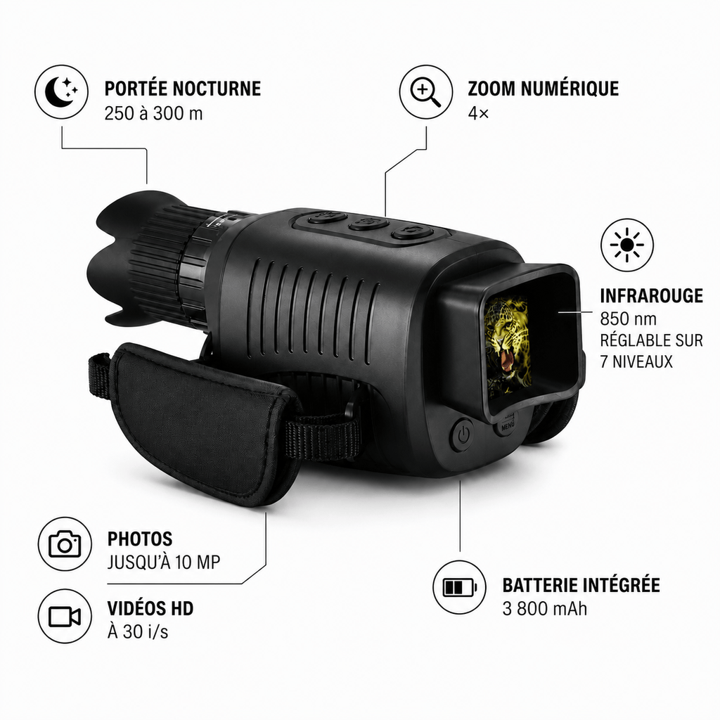 regard-sauvages Monoculaire de Vision Nocturne 1080p Zoom 5×
