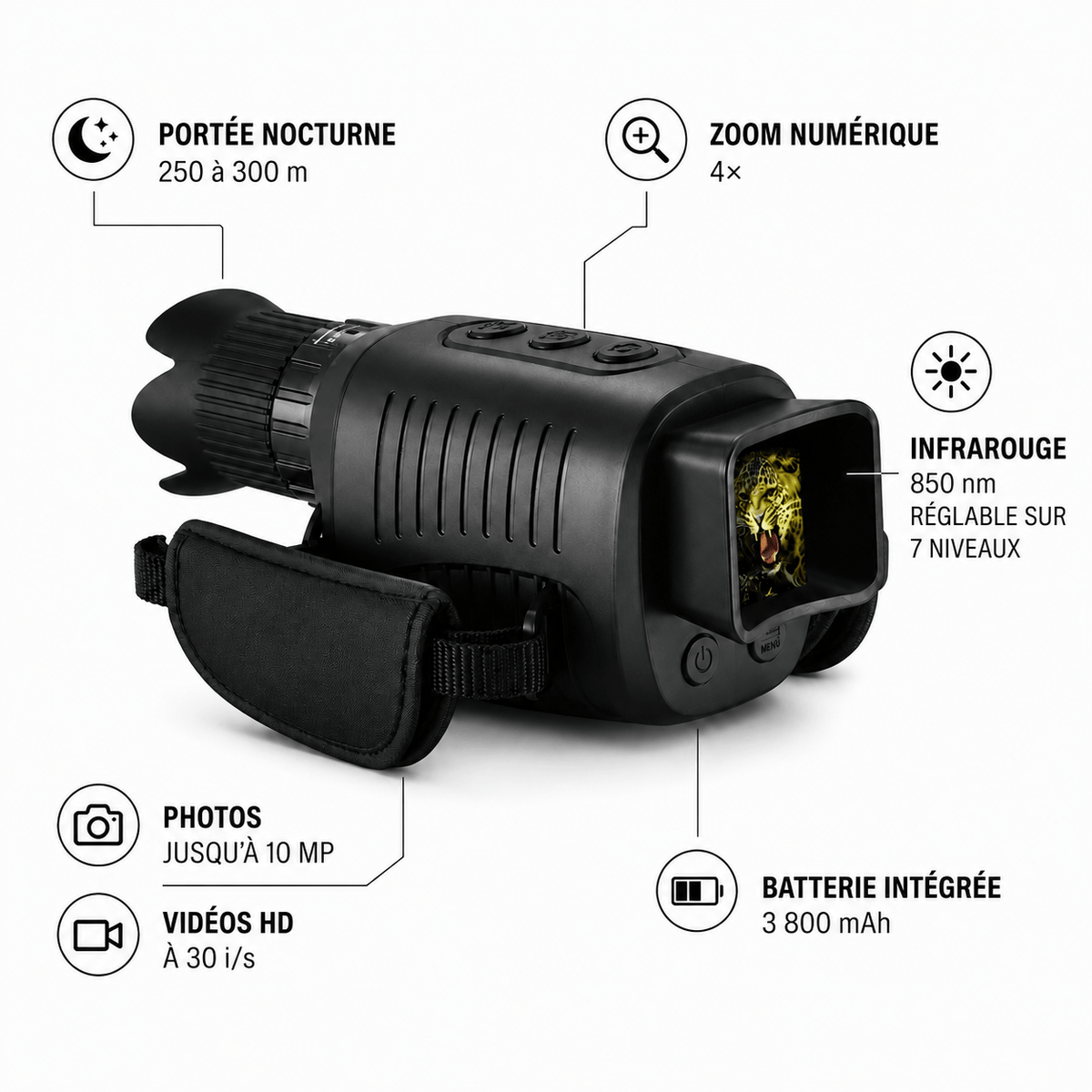 regard-sauvages Monoculaire de Vision Nocturne 1080p Zoom 5×