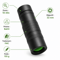 regard-sauvages Monoculaire Zoom 10–30×32 BAK4 pour Observation